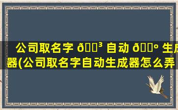 公司取名字 🌳 自动 🌺 生成器(公司取名字自动生成器怎么弄)